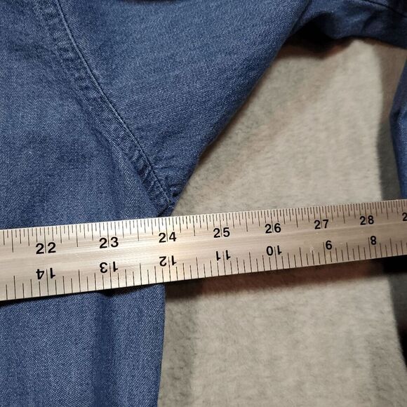 Vtg 1250 North Shirt Mens Large Blue Denim U.S. Army Amwrican Flag Button Down - Picture 3 of 10